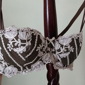 3 Lacy, lightly lined bras 36AA